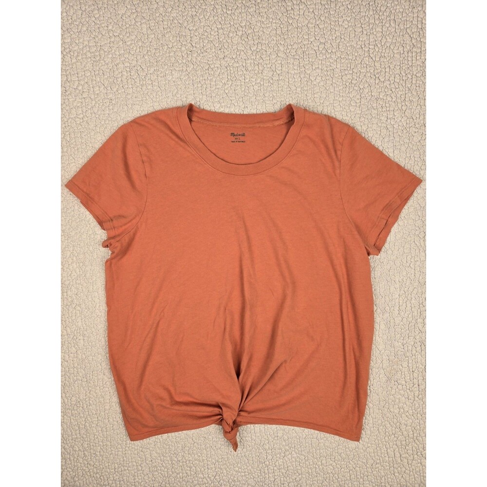 Madewell Texture Thread Tie Front Tee Womens‎ Large Terracotta Short Sleeve